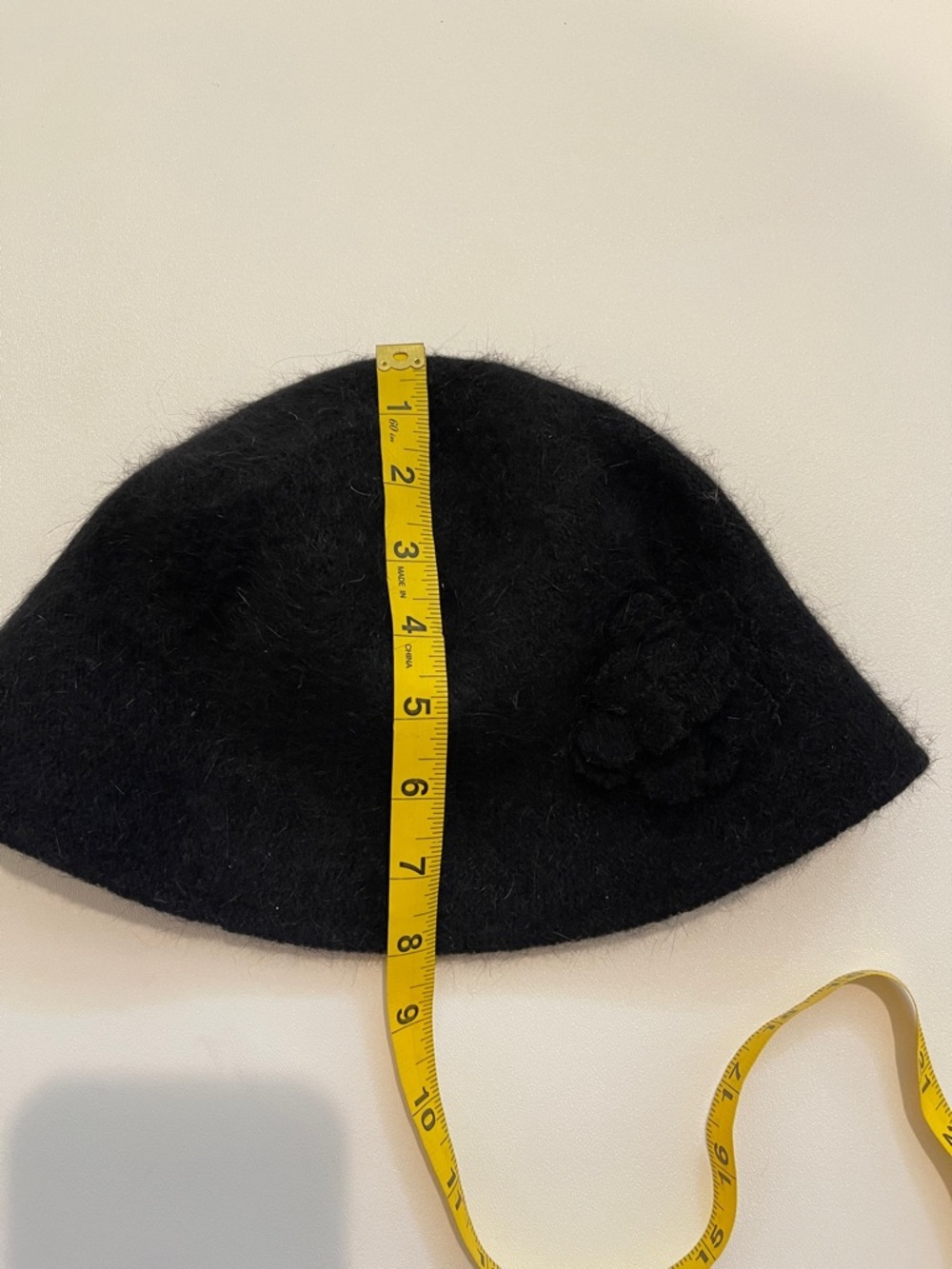 Black Cloche Hat with Flower Accent - Picture 6 of 6